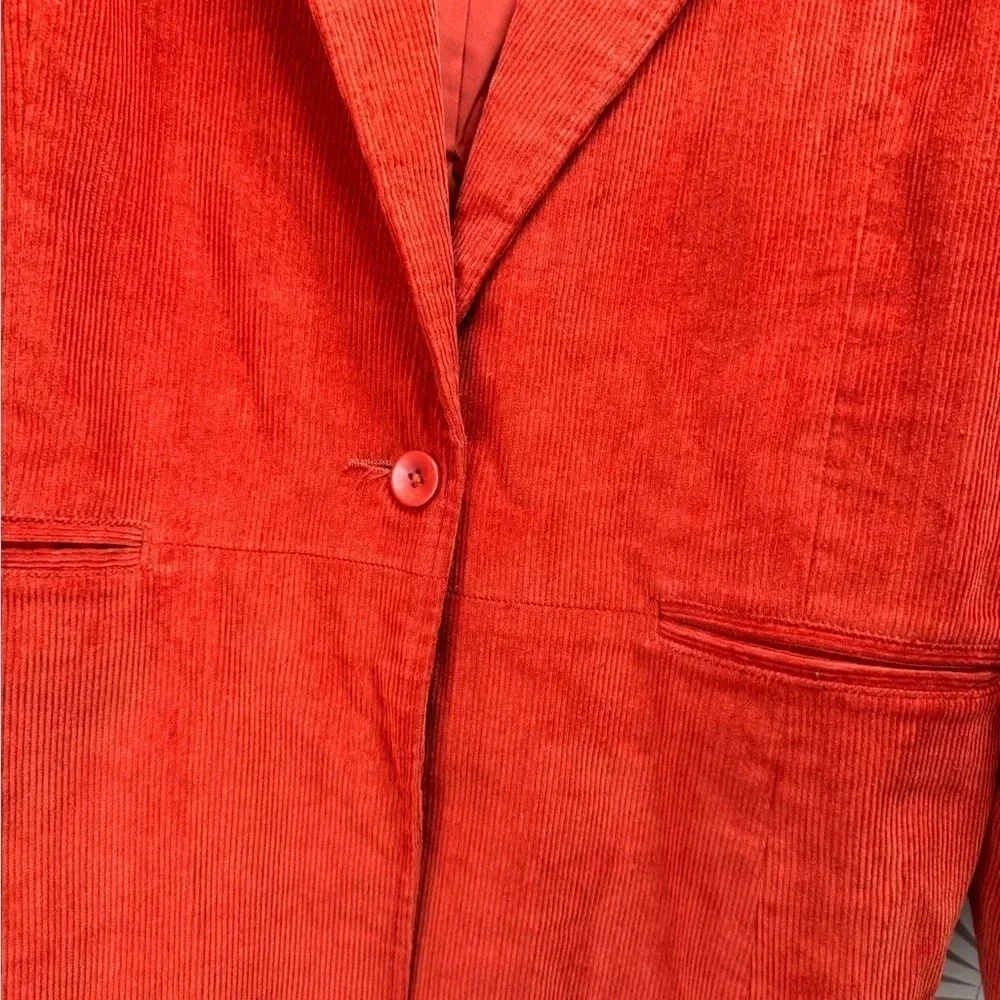Denim & Co Women’s Red/Orange Corduroy Blazer One Button‎ XL